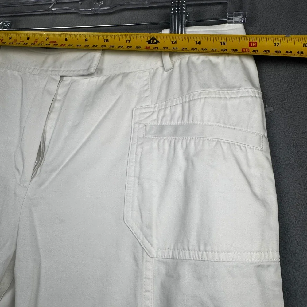 Lafayette 148 New York White Cotton Blend Cropped Utility Pants‎ Size 8